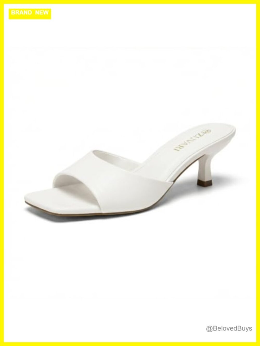 Kitten Heel Sandals Square Open Toe Mules Slip-On Dressy Heels